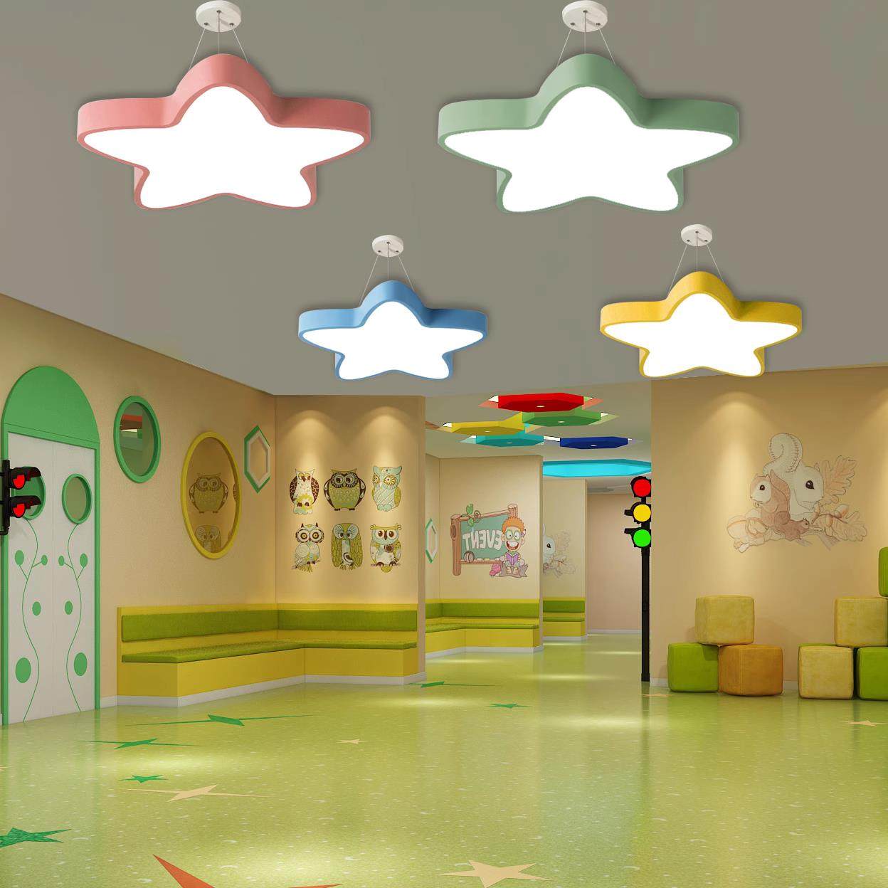 幼儿园星星吊灯led卡通海星吸儿童房吊灯