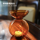 香薰玻璃烛台摆件高级感轻奢浪漫烛光晚餐装 饰品摆件香薰精油烛台