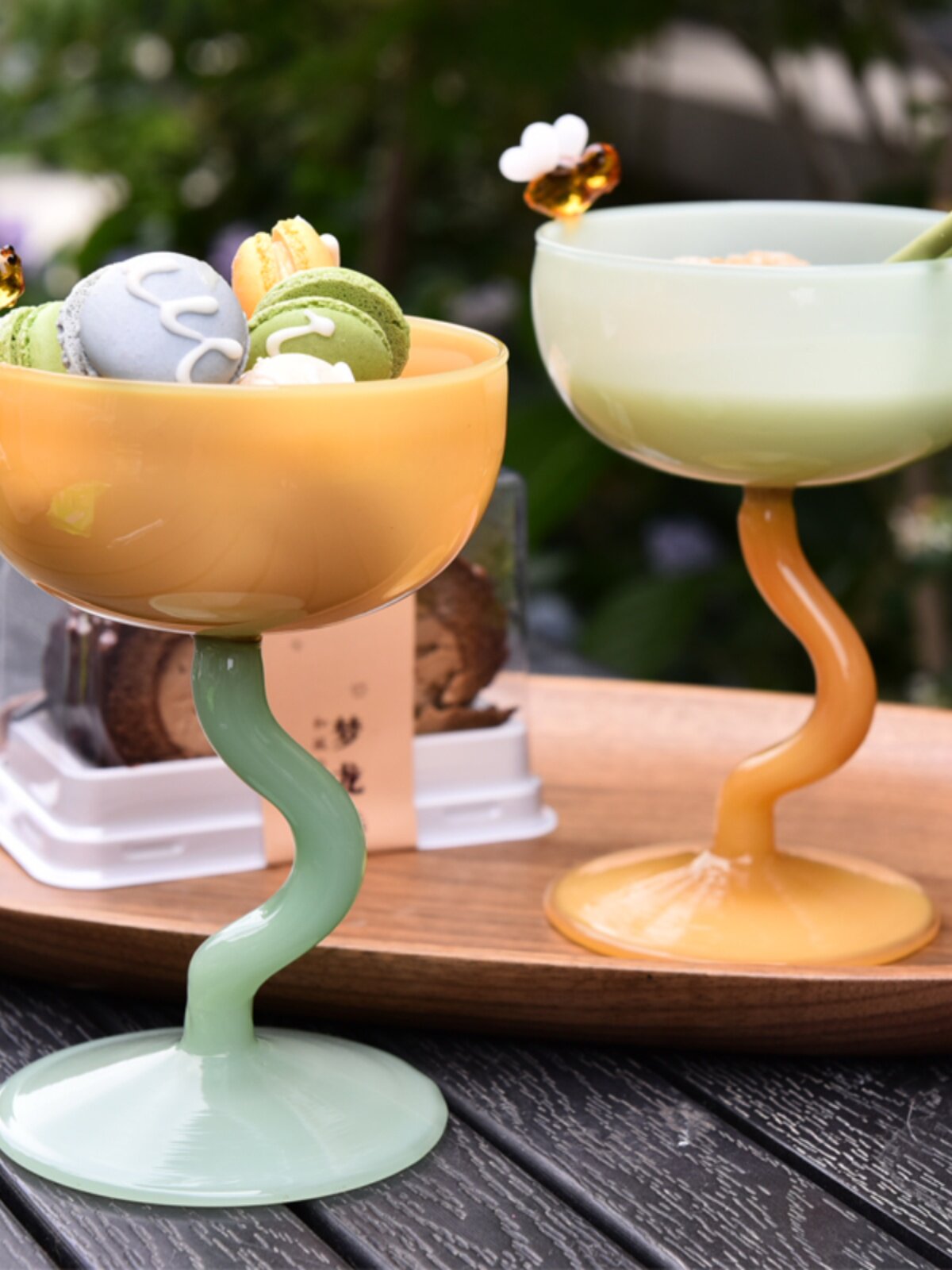 网红ins冰激凌杯奶茶奶昔甜品饮品玻璃杯高脚布丁冰淇淋碗雪糕杯
