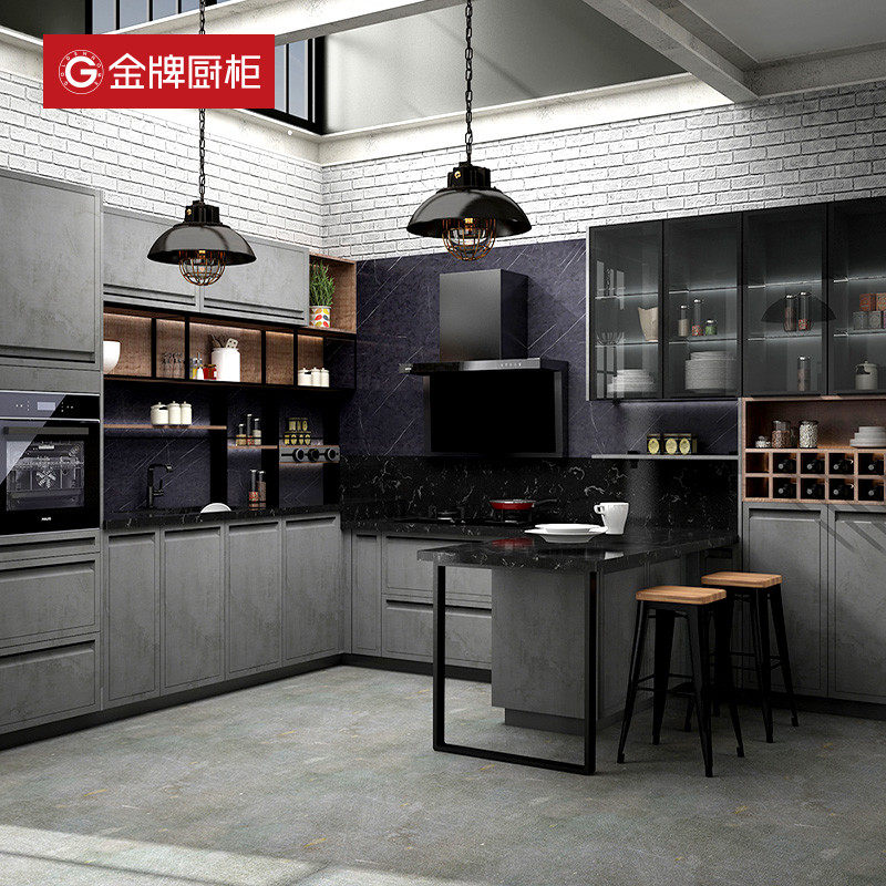 Gold cabinets Whole cupboard customized modern Simplicity Quartz mesa kitchen cupboard Stove Renovationin the Whole house custom , Kitchen Cabinet &amp; Accessories , Kitchen Cabinet  category - from Buy2taobao.com to provide professional Taobao agent buy service