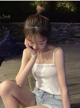 白色吊带背心女修身小内搭夏季打底衫抹胸外穿ins网红美背上衣潮