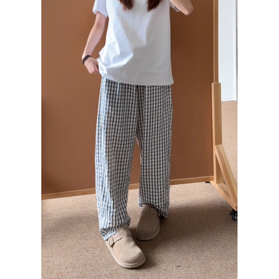 美式宽松休闲裤格子裤