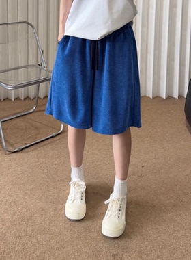 COLYON夏季新款克莱因蓝短裤男士老钱风宽松透气休闲运动五分裤子