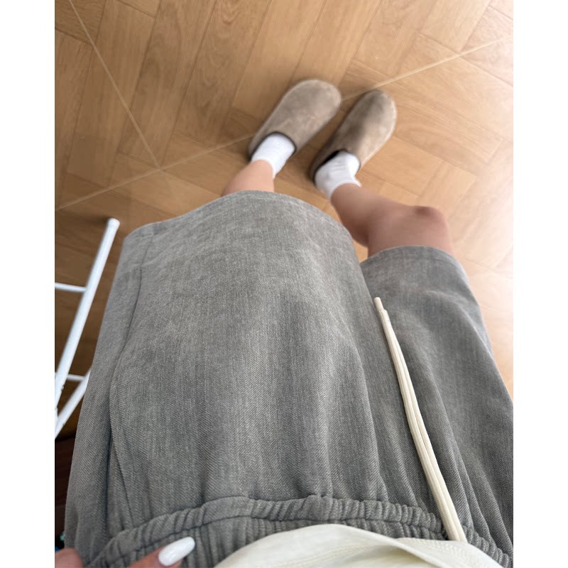 极简风休闲短裤男女莱赛尔四分裤图片