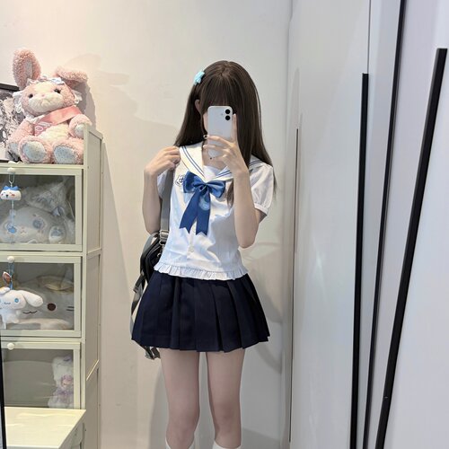东京岁时记jk短袖衬衫女款泡泡袖