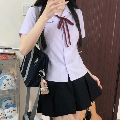 东京岁时记jk短袖衬衫女款紫色夏
