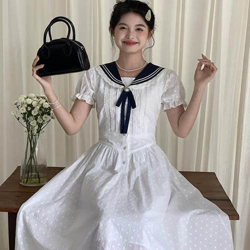 东京岁时记jk海军领白色连衣裙