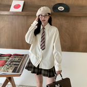 东京岁时记jk制服长袖 百搭 奶黄色纯棉上衣宽松版 衬衫 女士开春新款