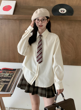 东京岁时记jk制服长袖衬衫女士开春新款奶黄色纯棉上衣宽松版百搭