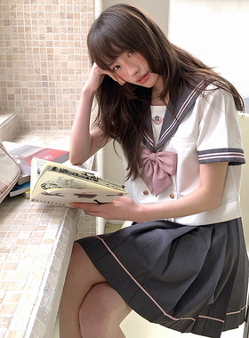 东京岁时记jk制服原创正版jk套装灰色百褶裙子水手服套装元气小桃