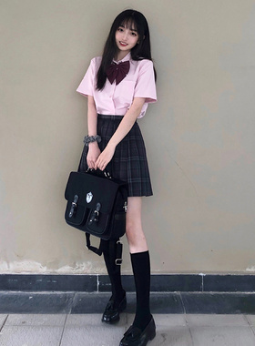 东京岁时记原创设计JK制服日系校供百褶裙半身裙暗黑系格裙碳素笔