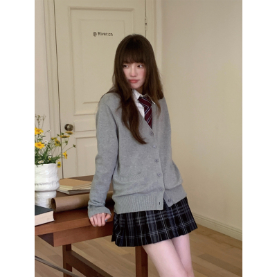 东京岁时记学院风开衫格裙套装