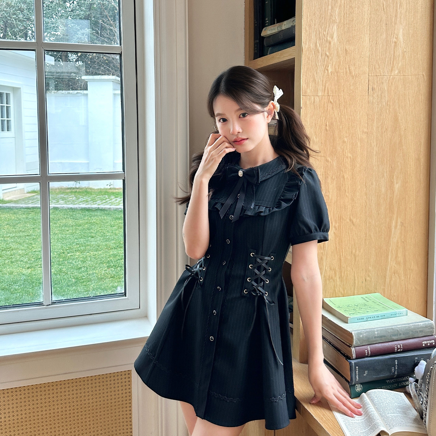 东京岁时记jk制服新款黑色甜酷气质小香风连衣裙女夏收腰显瘦裙子