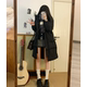 东京岁时记JK羽绒服中长款 学院风连帽黑色女小个子保暖外套藤野高
