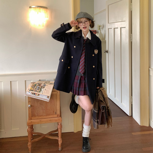 学院风jk日系宽松秋冬毛呢大衣