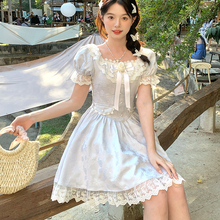 东京岁时记JK蓝色连衣裙夏季学院风蕾丝花边裙甜美公主裙初恋少女