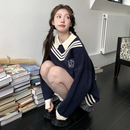 学院风刺绣假两件针织衫 女装 毛衣内搭宽松女 新款 东京岁时记jk春季