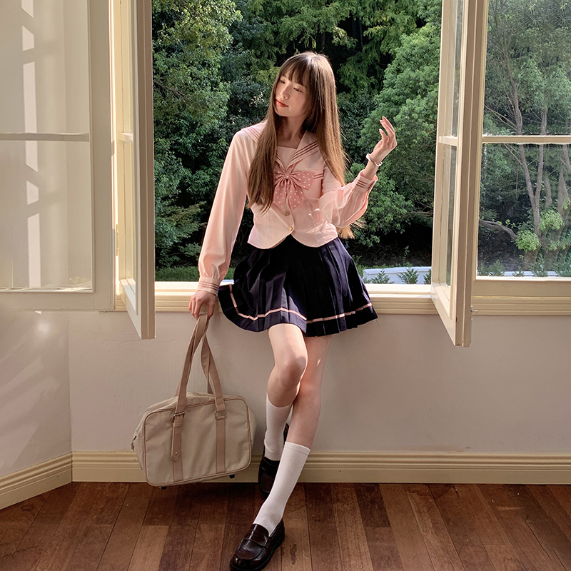 东京岁时记JK粉色春款JK制服套装水手服女日系校供感学院风百褶裙