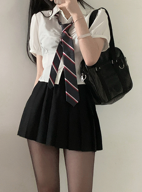 东京岁时记JK女夏白色短袖收腰衬衫灰色包臀裙休闲套装梅子酱少女