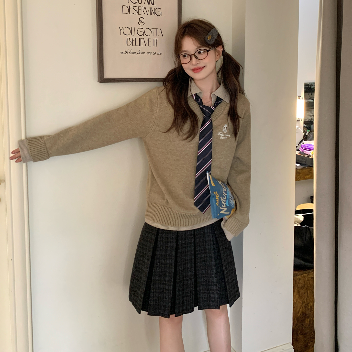 东京岁时记新款撞色翻领polo毛衣