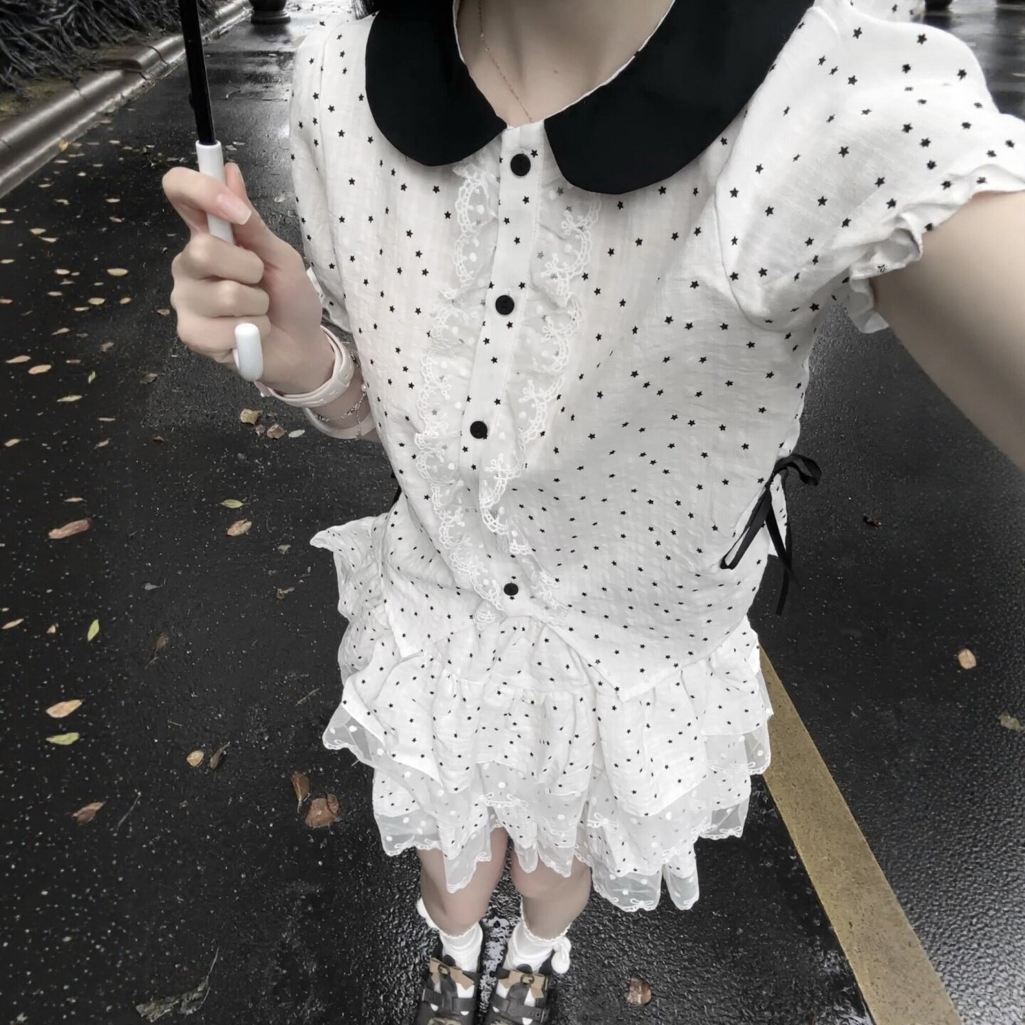 东京岁时记jk短袖衬衫波点制服套装炸街别致绝美小衫女士夏季百搭