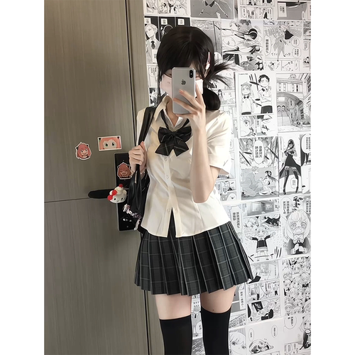 jk收腰短袖衬衫制服学院风