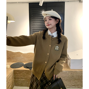 东京岁时记jk开春穿搭棕色针织衫 上衣学院风小个子显瘦毛衣外套女