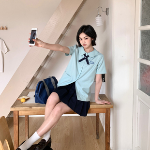 小个子显白学院风短袖 女夏季 上衣 衬衫 东京岁时记jk制服薄荷绿泰式