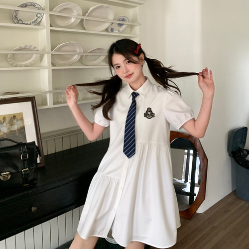 东京岁时记jk白色短袖连衣裙女夏