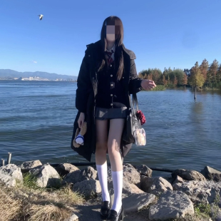 东京岁时记JK学院风羽绒服中长款连帽黑色女小个子保暖外套藤野高