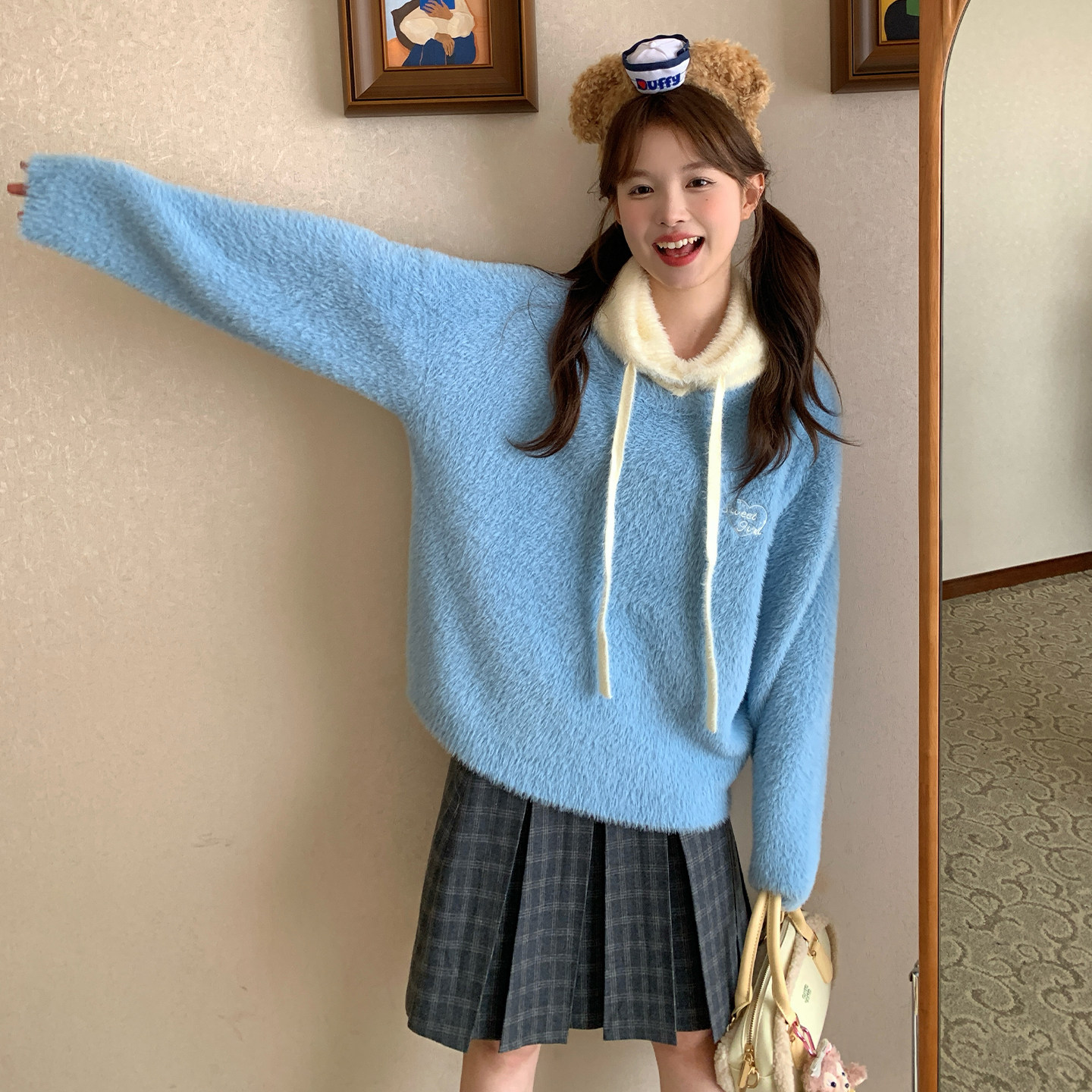 东京岁时记针织连帽毛绒毛衣套装