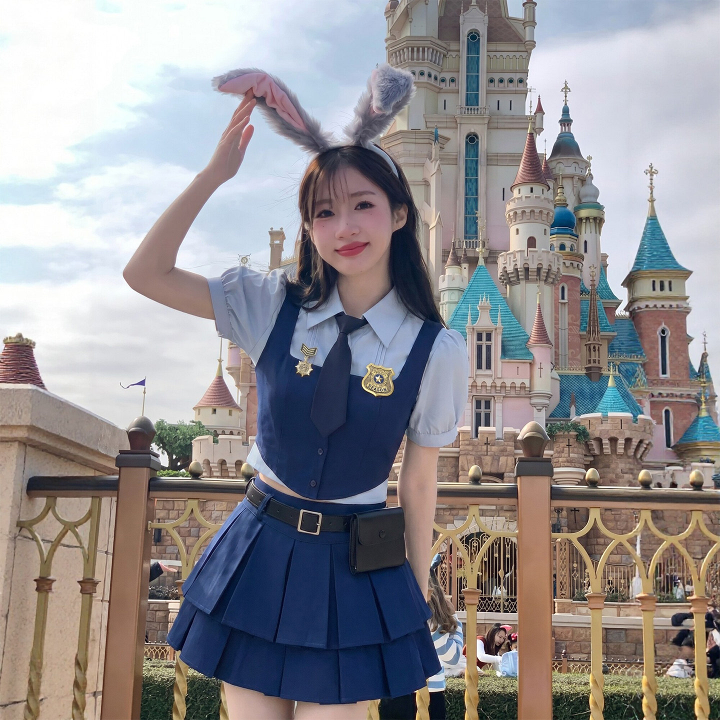 东京岁时记jk蓝色假两件衬衫裙子两件套独特漂亮初夏套装休闲甜美