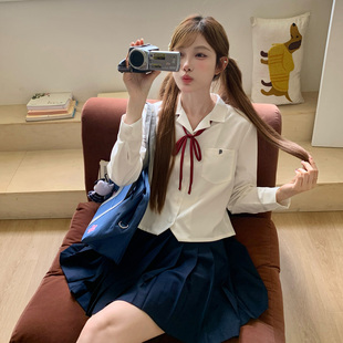 学院风显瘦百搭小个子短款 衬衫 上衣女 领长袖 东京岁时记jk白色西装