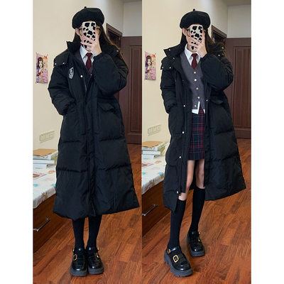 taobao agent Genuine keep warm velvet windproof black long down jacket, duck down