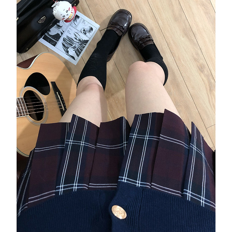 针织开衫格裙两件套东京岁时记jk