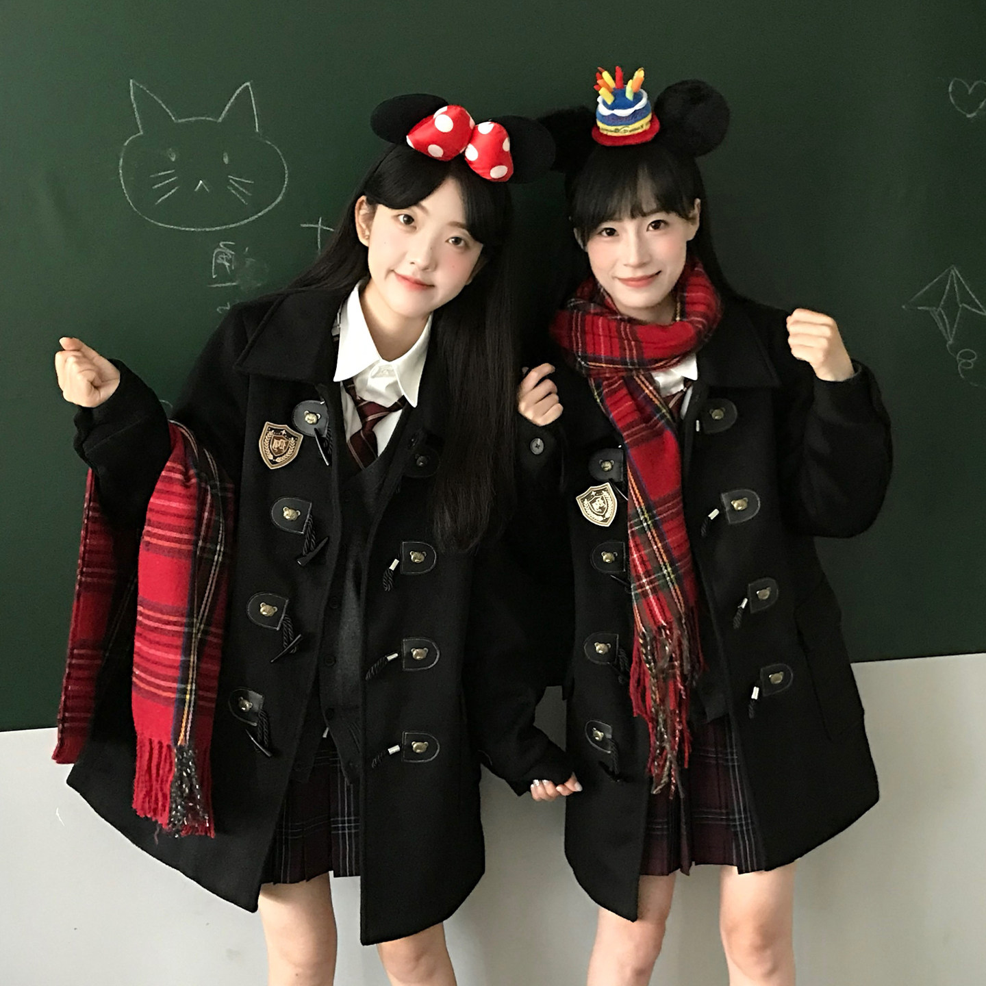 东京岁时记jk学院风黑色毛呢大衣