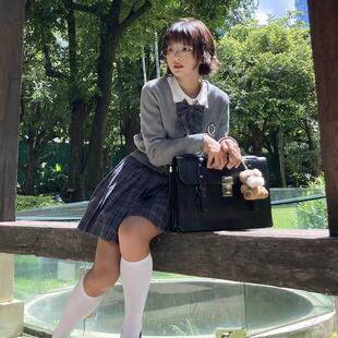 东京岁时记jk秋冬日系显瘦校供学院风慵懒灰色针织开衫 女英伦小姐