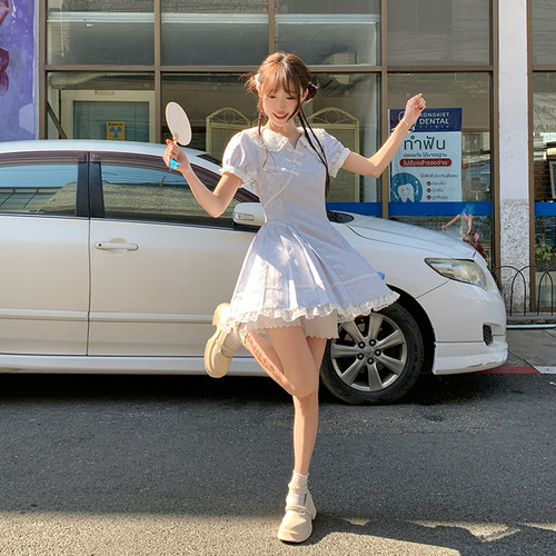 国风新中式连衣裙女落雪浮花