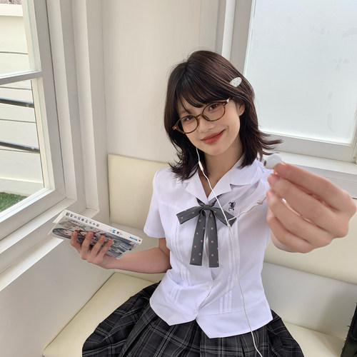 东京岁时记jk白色西装领短袖衬衫