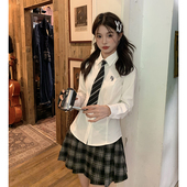 收腰学院风修身 东京岁时记JK衬衫 白色制服长袖 上衣通勤衬衣月华高
