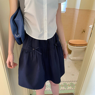 半身裙套装 刺绣衬衫 女 短袖 东京岁时记JK松紧绀色裙子2026女夏新款