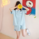 蓝色套装 上衣短裤 韩系小清新运动少女云朵POLO衫 东京岁时记jk夏季