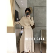 秋冬新款 毛衣套装 半身裙两件套 CELL名媛气质优雅保暖蝙蝠袖 REBEL
