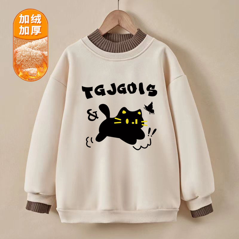 纯棉女童加厚卫衣2025新款假两件宽松儿童洋气加绒保暖上衣秋冬装