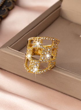 鬼才原创设计铜镀金满钻金属戒指