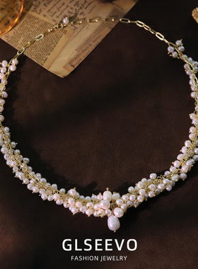 复古珍珠项链百搭高级感淡水珍珠海竹吊坠春夏不掉色跨境饰品女生