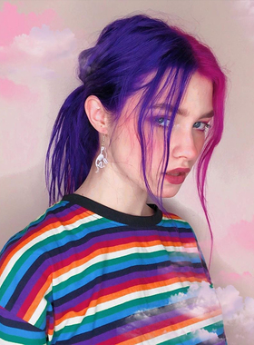 miomiosaki【蓝紫色+荧光粉】头发色彩海灵草染色焗油染发啫喱膏