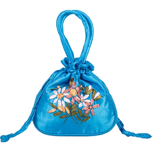 中国风手提丝带绣花抽带包手拎抽绳包收纳袋锦囊出国送老外小礼品