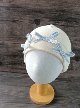 婴儿帽子秋冬保暖可爱蝴蝶结小月龄婴幼儿帽子女宝宝胎帽冬季帽子