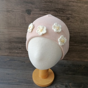 藕粉帽子婴儿帽子秋冬保暖女婴幼儿纯棉女初生宝宝冬季 新生儿胎帽